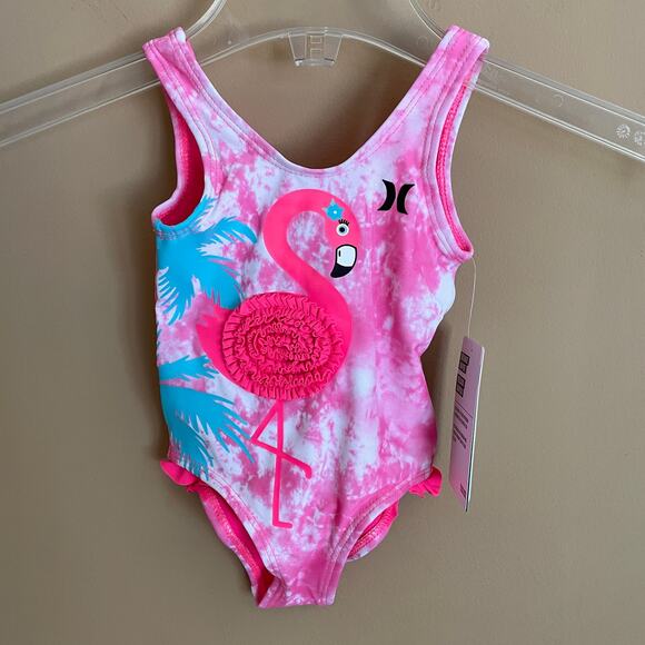 Hurley Flamingo Hula One-Piece Swimsuit, Baby 12 months NEW WITH TAGS - Picture 2 of 6